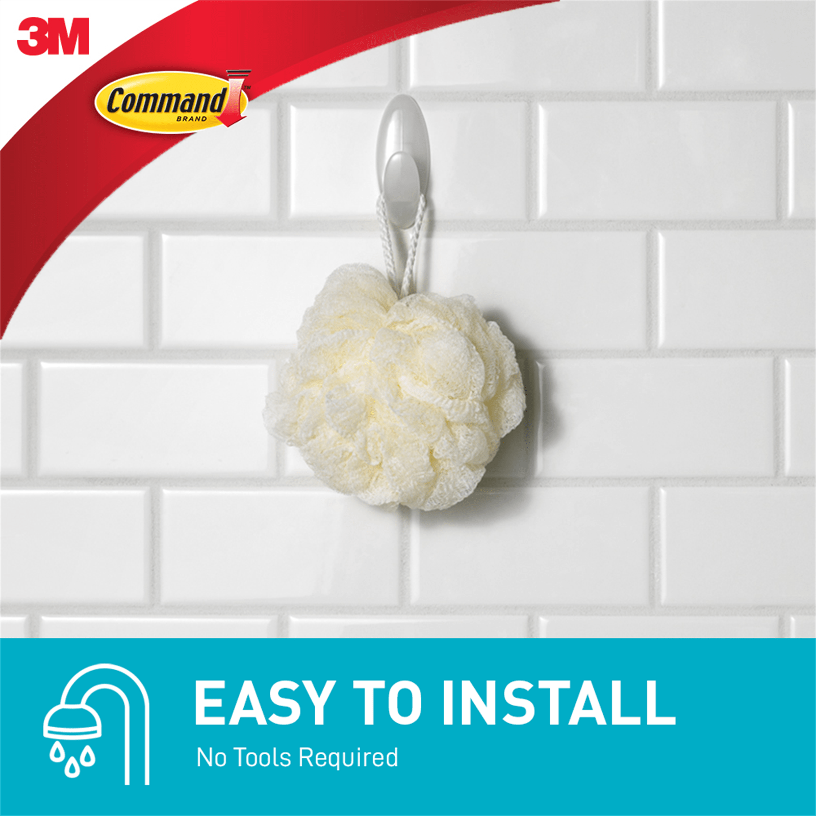 Command™ Large White Adhesive Wet Area Towel Hook 1 Pack Bunnings