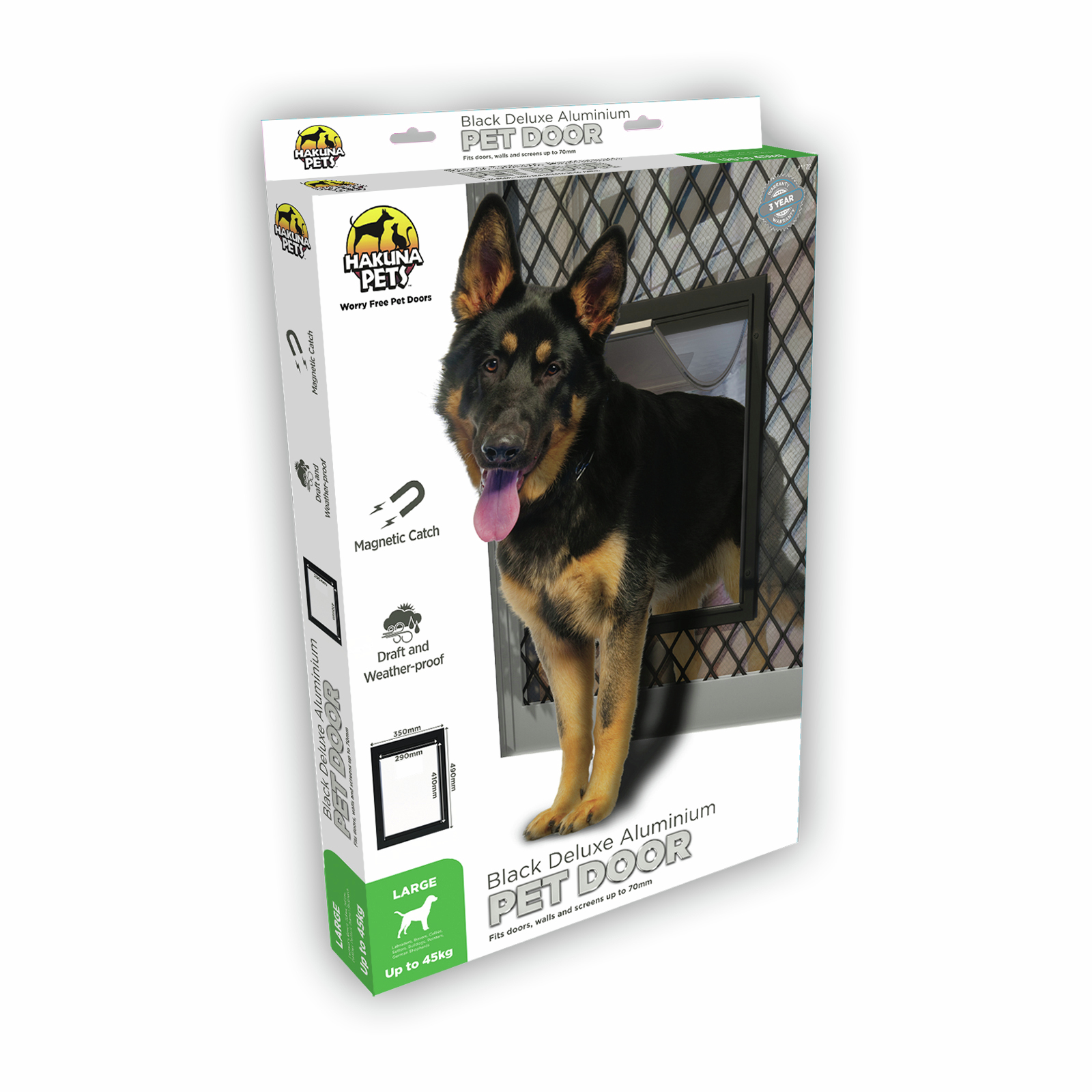 Hakuna Pets Large Black Deluxe Aluminium Pet Door Bunnings New Zealand