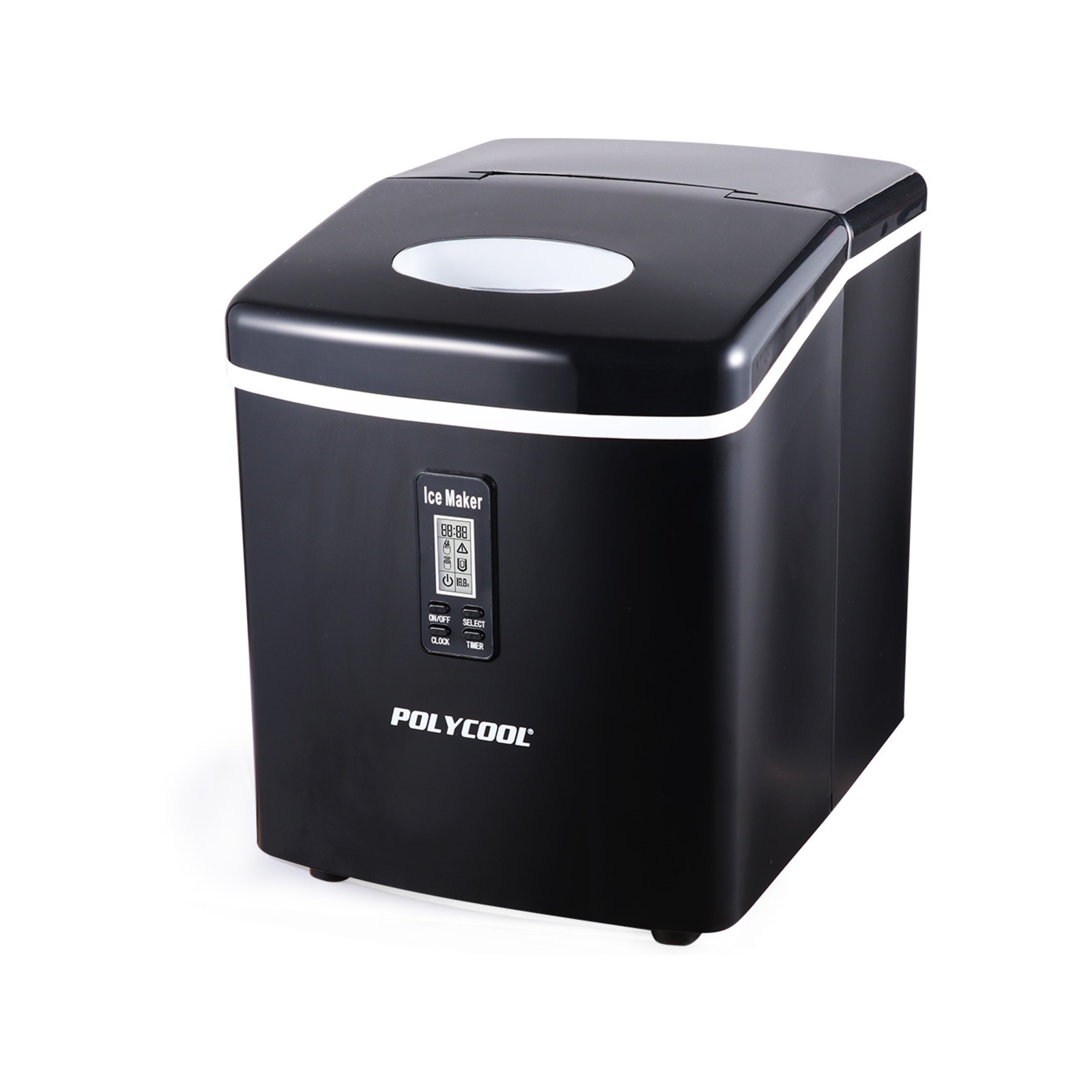 POLYCOOL 3.2L Portable Automatic Ice Cube Maker Machine, Black