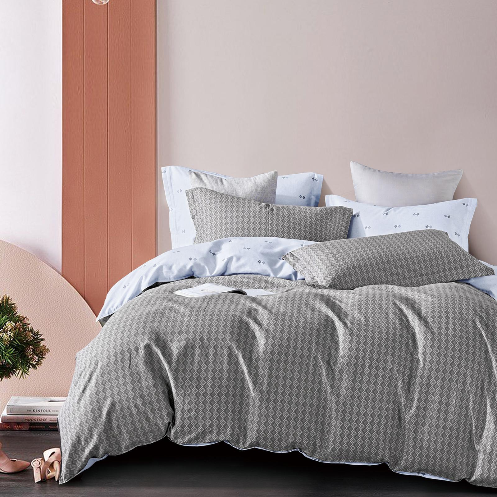 Ardor Double Bed Quilt Cover Set Samm Cotton Grey Bunnings Australia