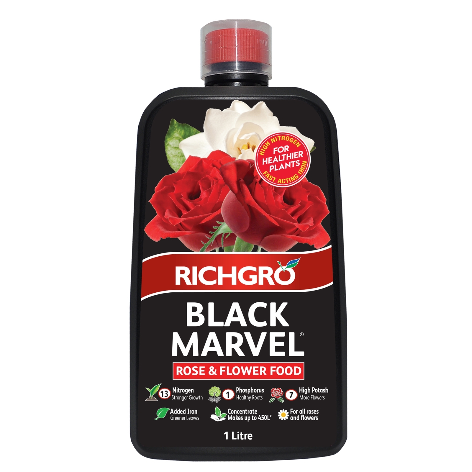 Richgro 1L Black Marvel Rose & Flower Food Liquid Fertiliser
