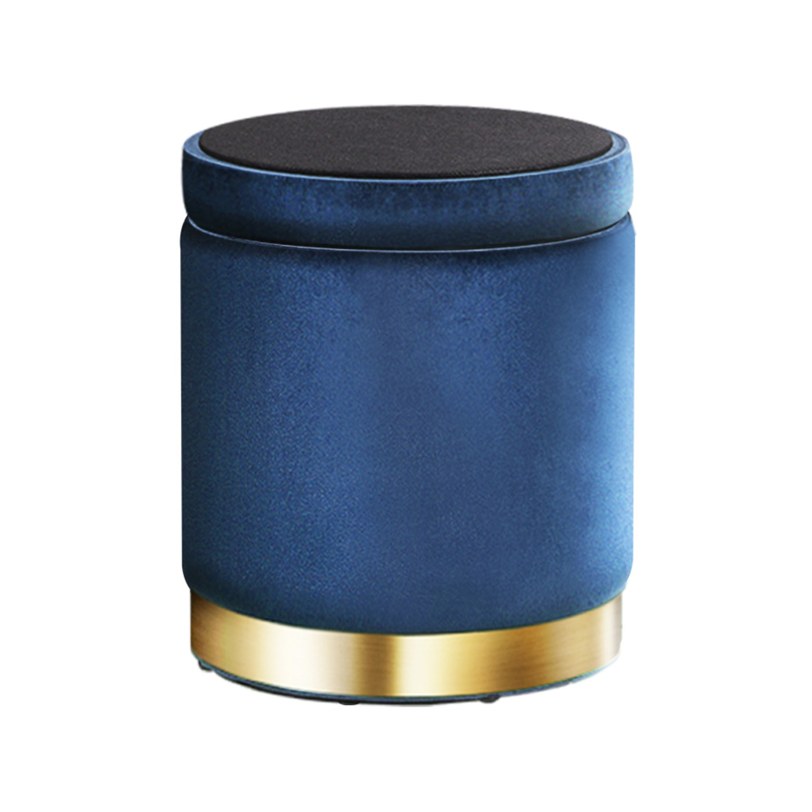 Artiss Storage Foot Stool Round Velvet Ottoman Footstool Navy
