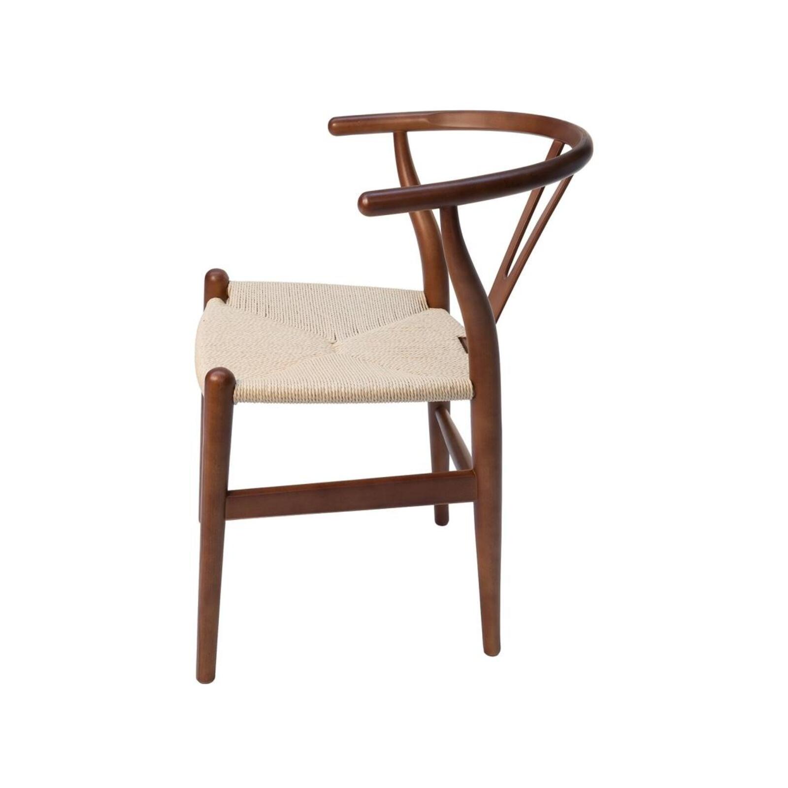 Set of 2 Hans Wegner Replica Wishbone Cord Dining Chair Walnut