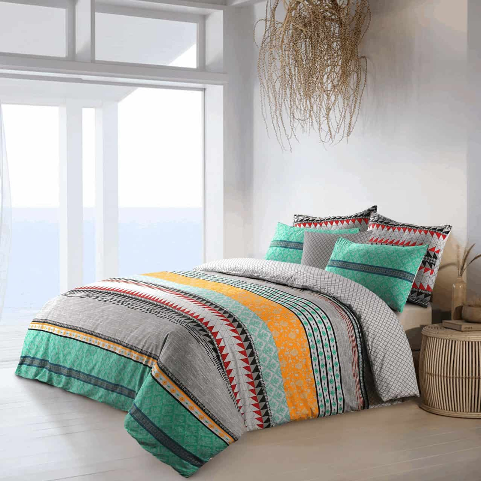 Amsons 100 Cotton Reversible Queen Quilt Cover Set Elegance