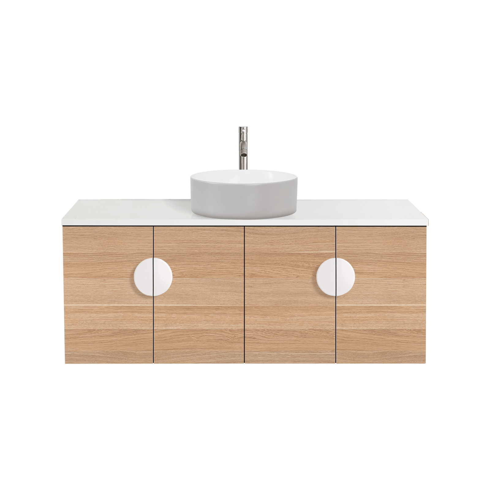 Cibo 1200mm Oak Mornington Wall Hung Vanity With Grey And White Basin
