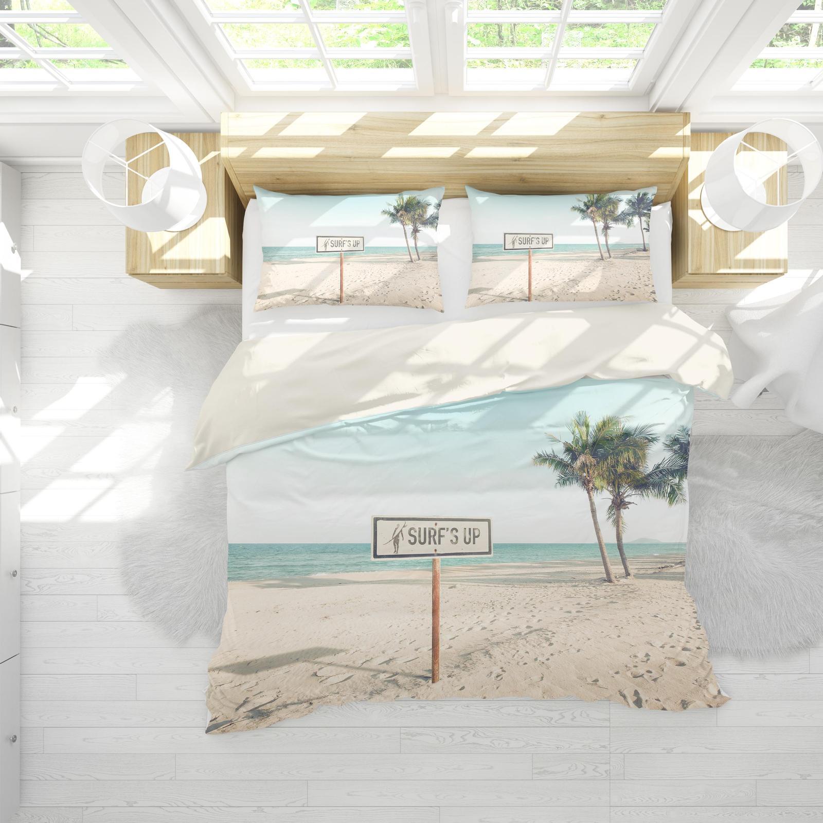 3D Coconut Tree Sea Beach Quilt Cover Set Bedding Set Pillowcases 71