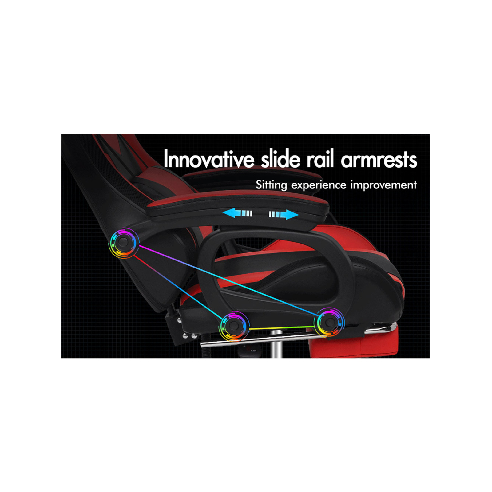 ALFORDSON Gaming Office Chair with 8Point Massage 12 RGB LED Black