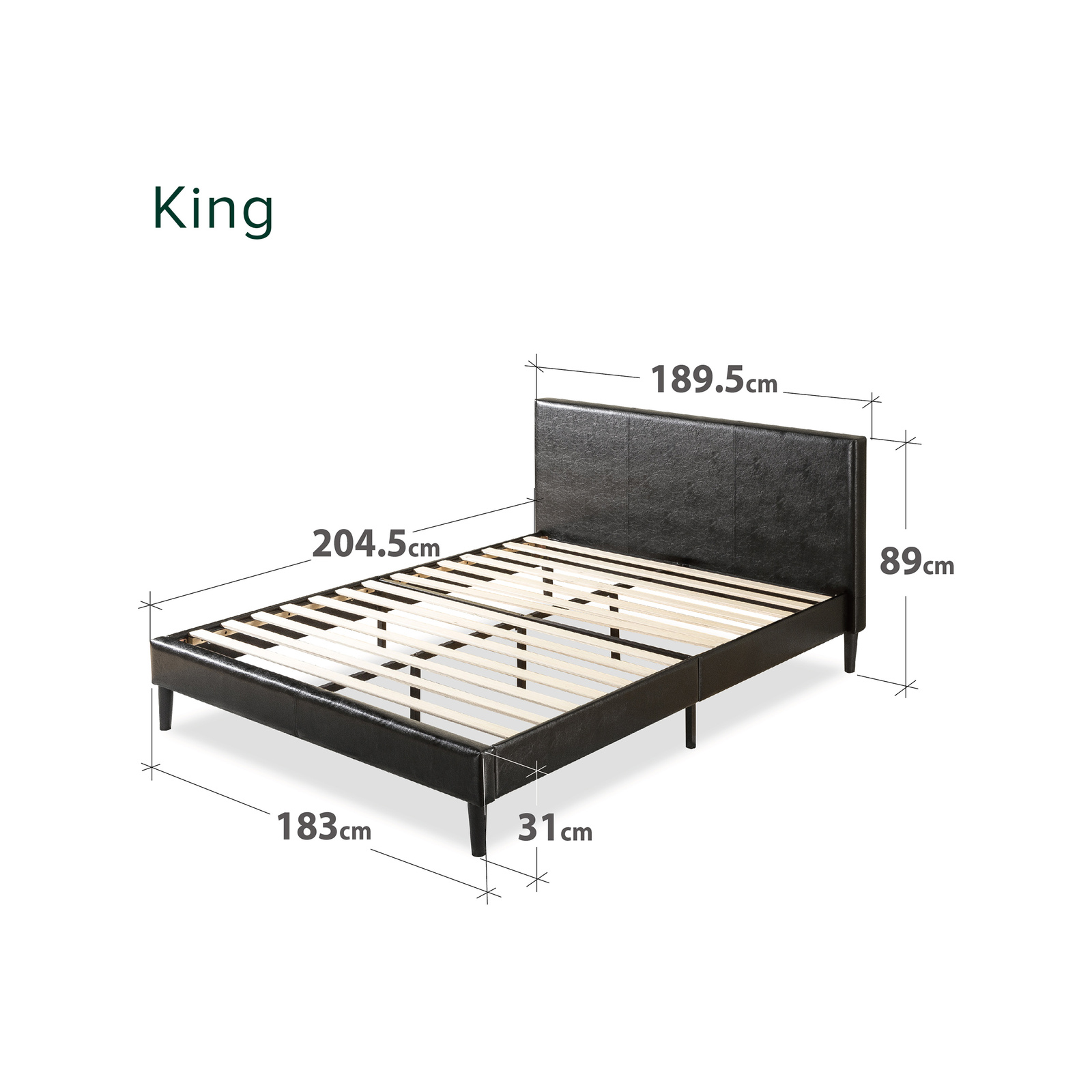 Zinus Vegan Leather Bed Frame Black Queen Bunnings Australia