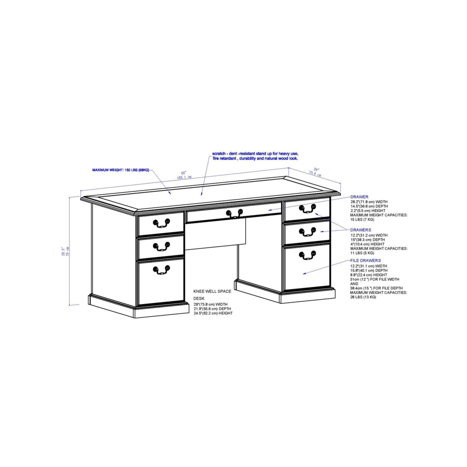 Norwich Executive Manager Study Computer Office Desk 160cm Black Oak