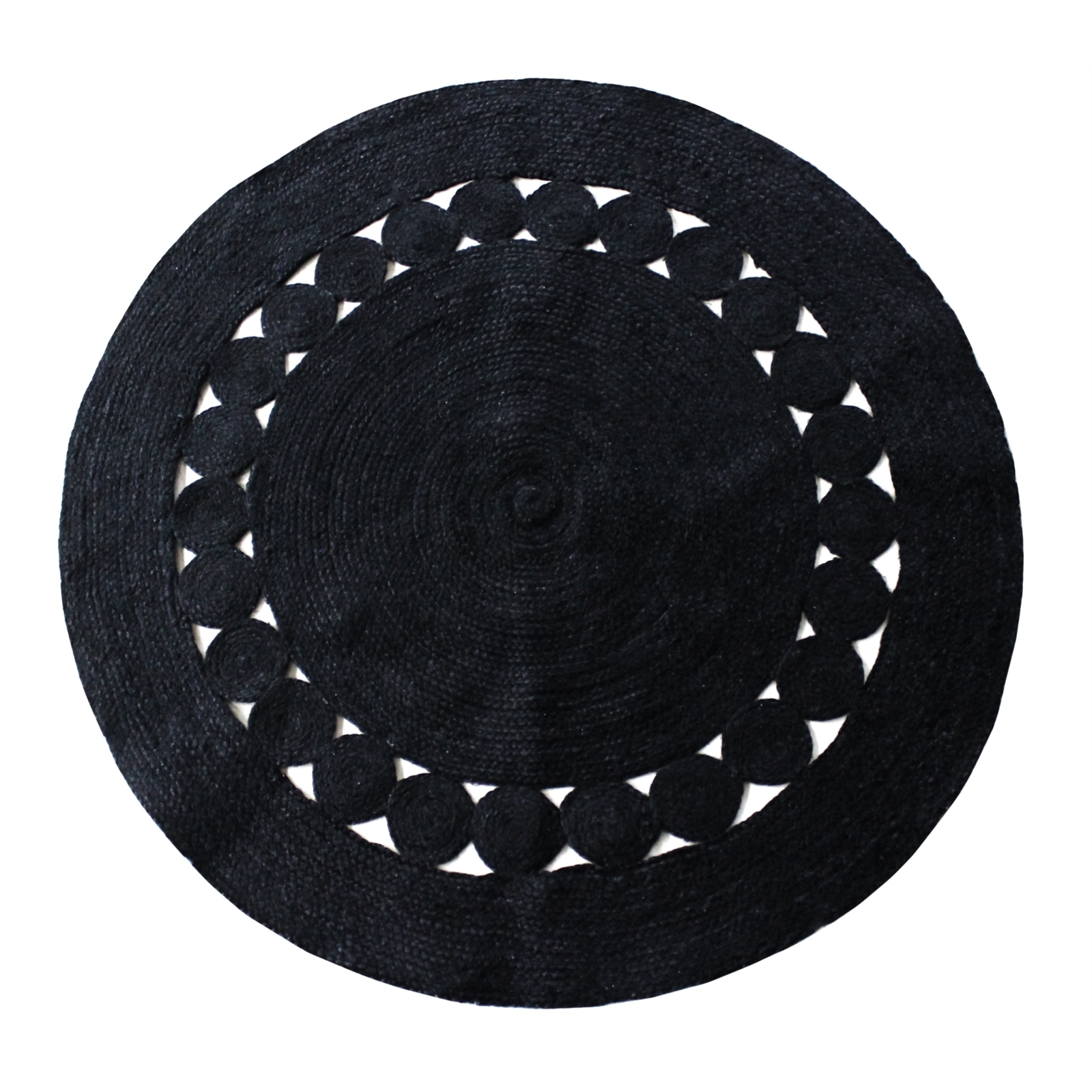 Home Bazar 120 x 120cm Charcoal Bahama Round Jute Rug Bunnings Australia