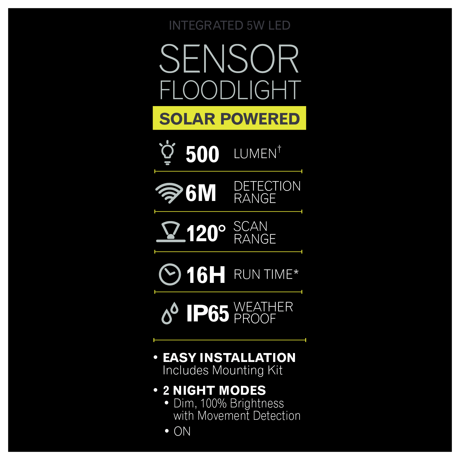 Arlec 5W Integrated Solar Powered Sensor LED Floodlight Bunnings