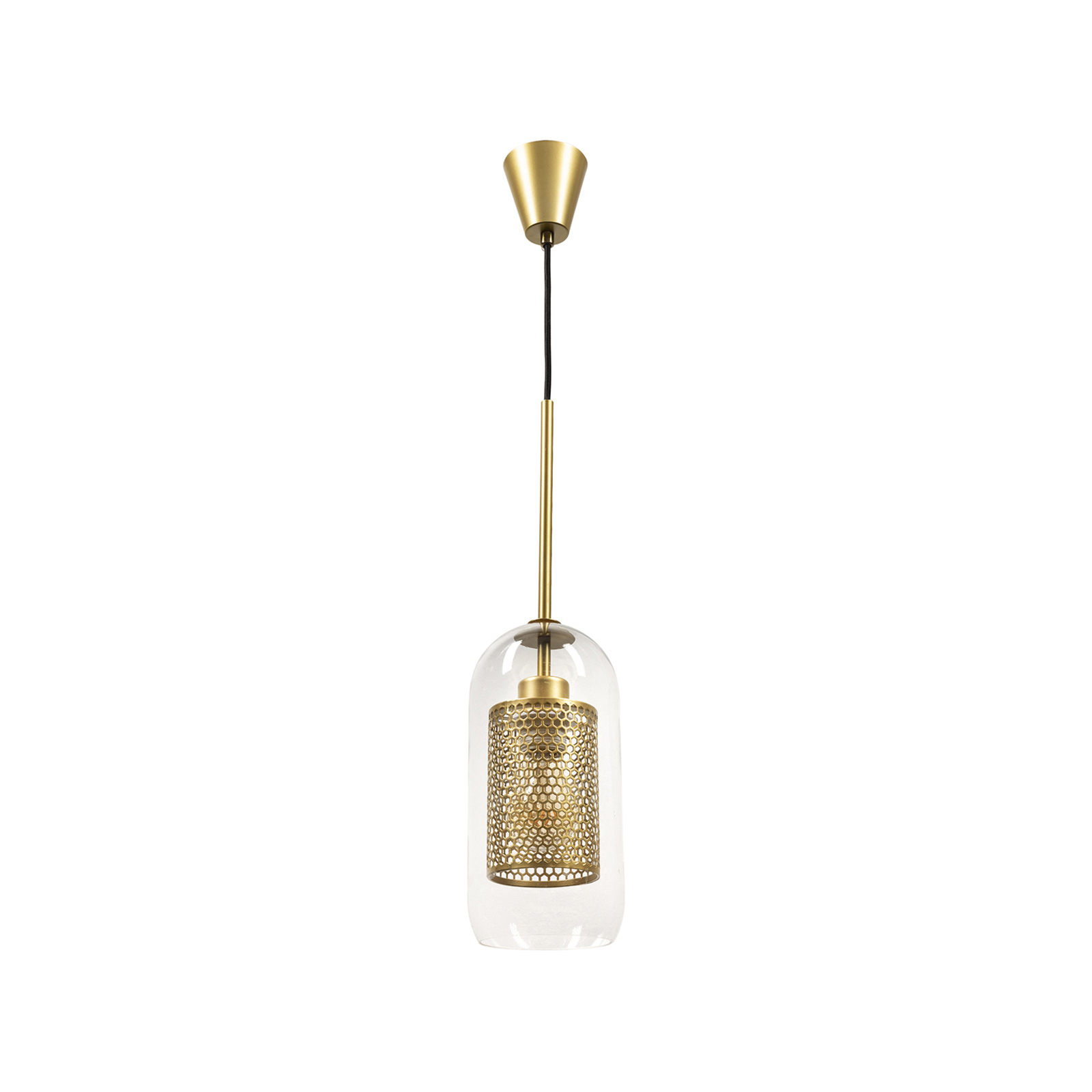 Brilliant Cian 13cm DIY Brass Mesh and Glass Pendant Light Bunnings
