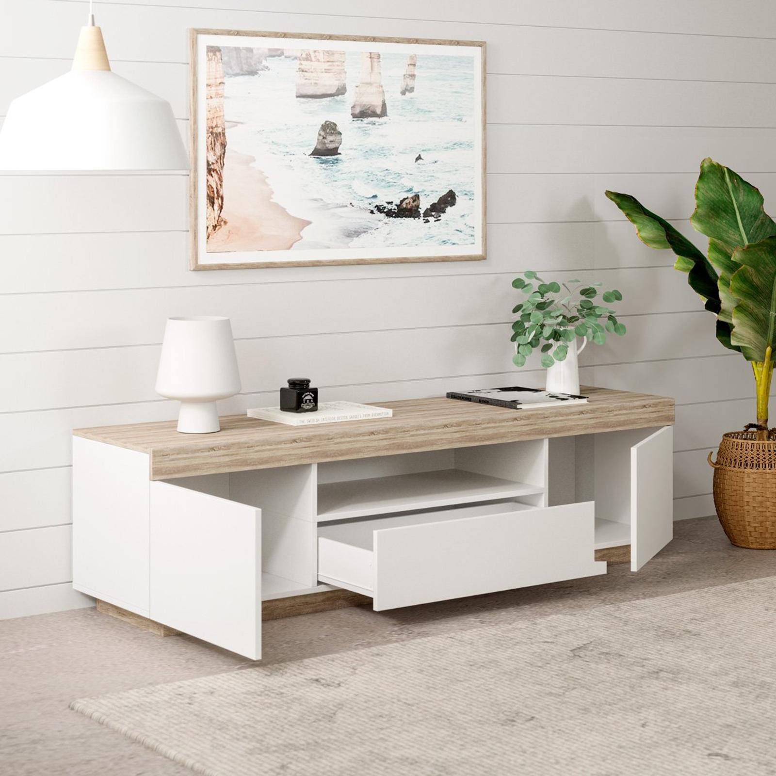 Coastal White Wooden TV Entertainment Unit (160cm) Bunnings
