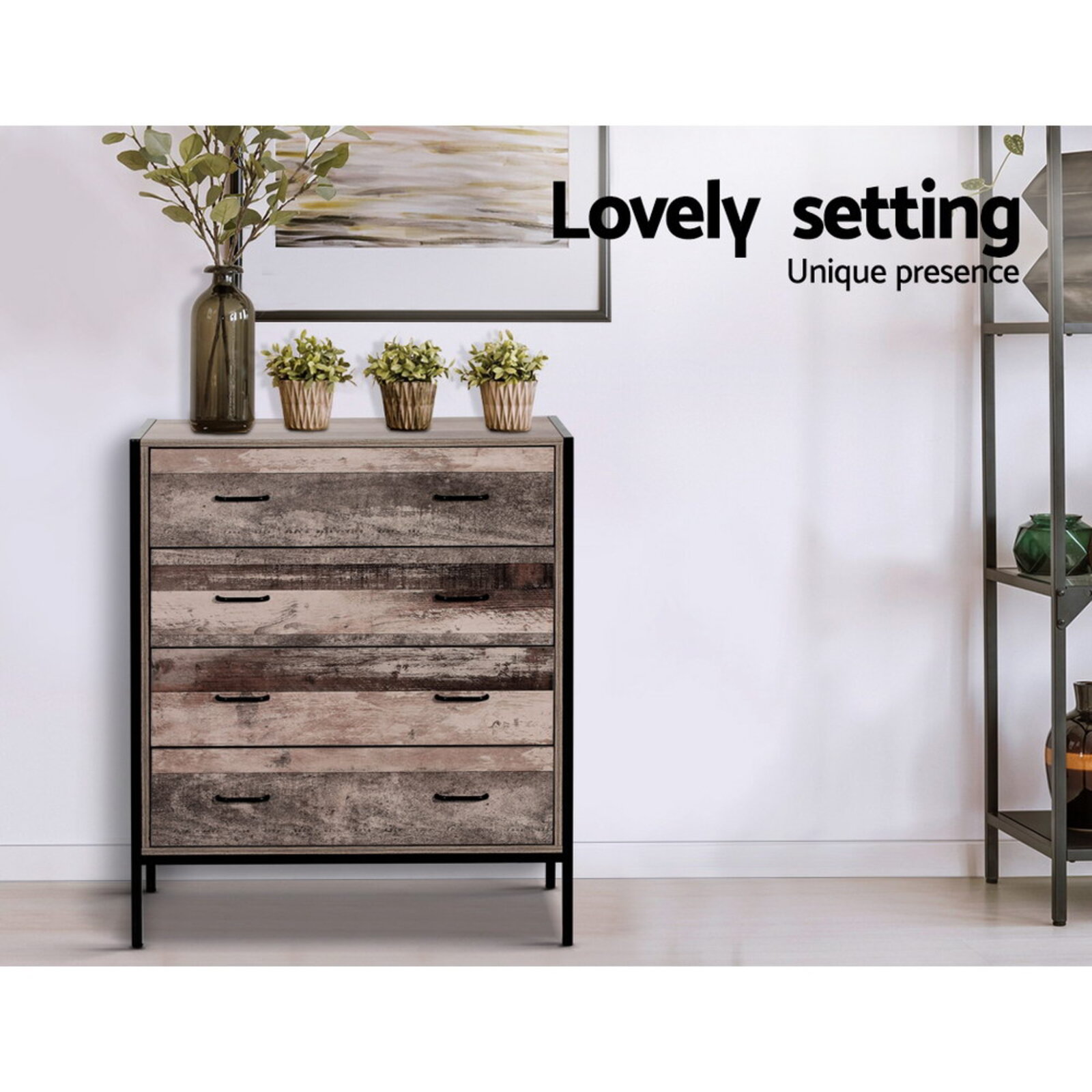 Artiss Industrial Rustic Chest of Drawers Bunnings Australia