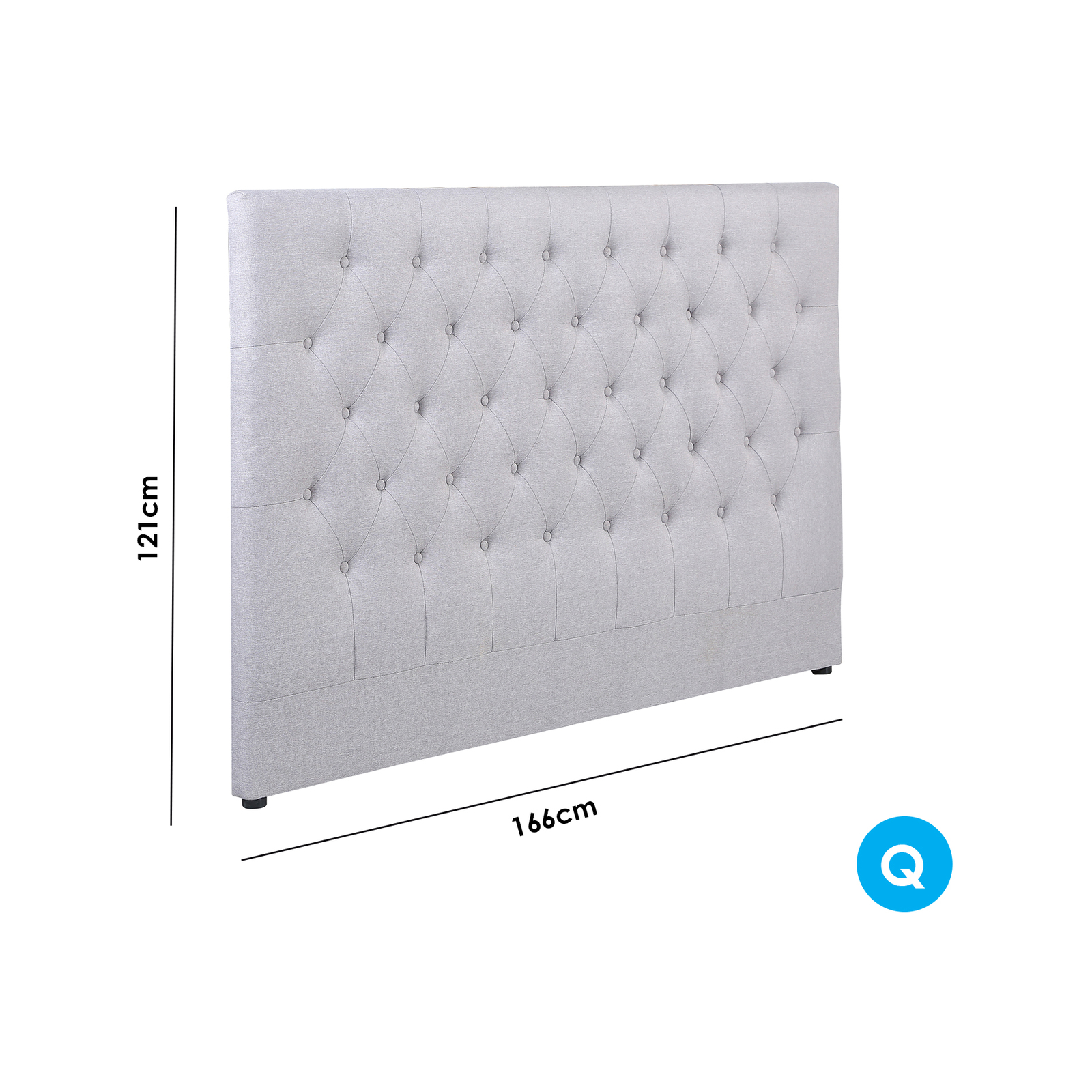 Milano Decor Yorkshire Tufted Bed Head Light Grey Light Grey Queen