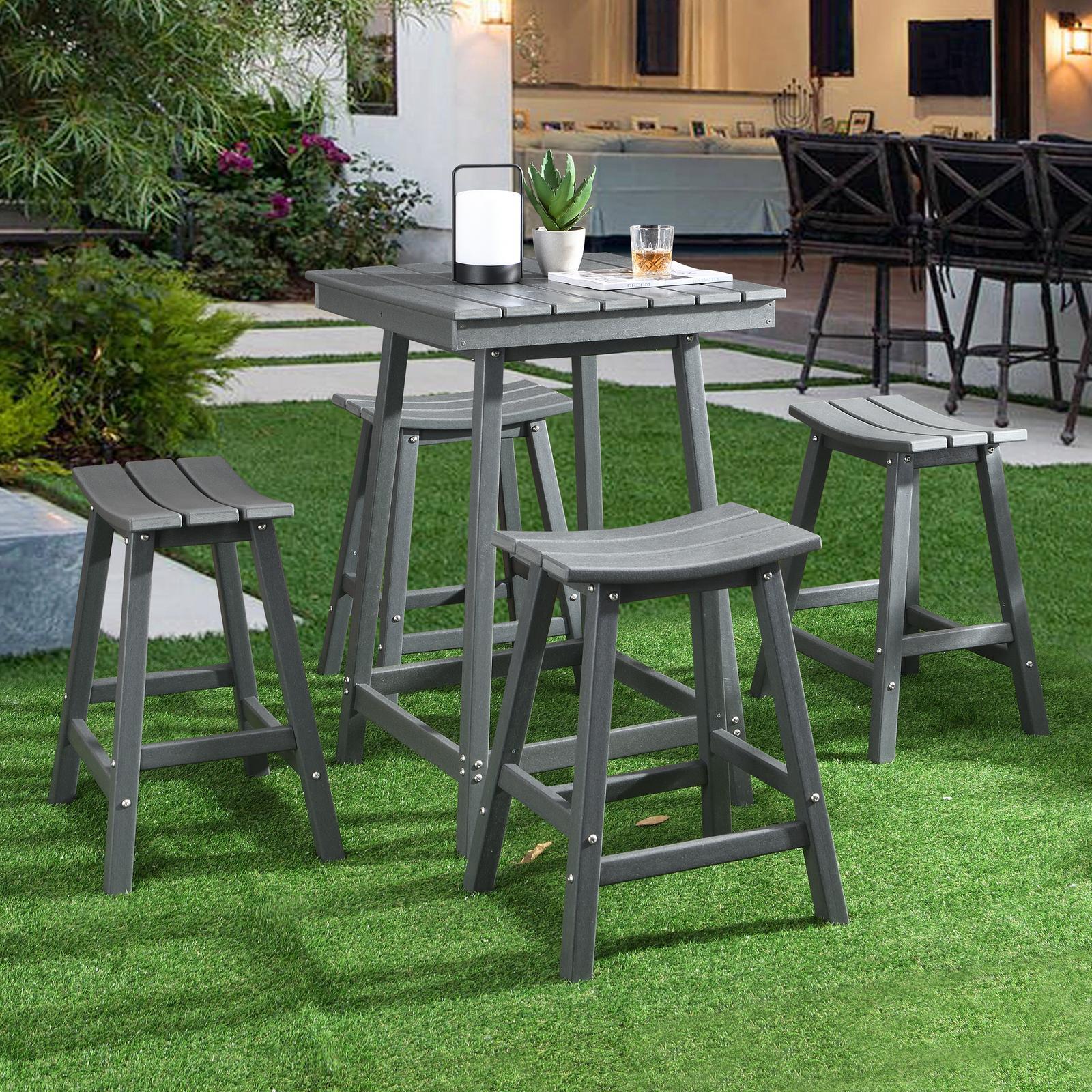 EHOMMATE HDPE Square Top Outdoor Bar Table Grey Bunnings Australia