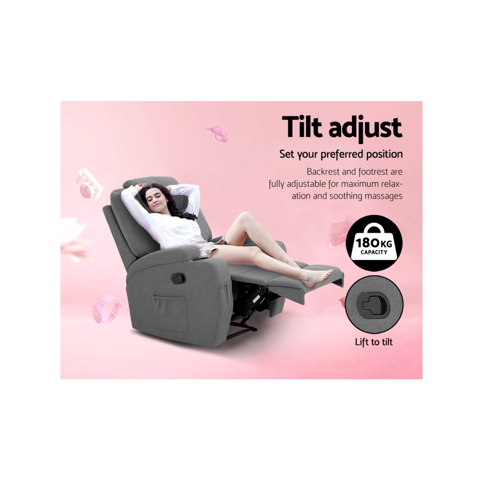 Artiss Recliner Chair Electric Massage Chairs Heated Lounge Sofa Fabric