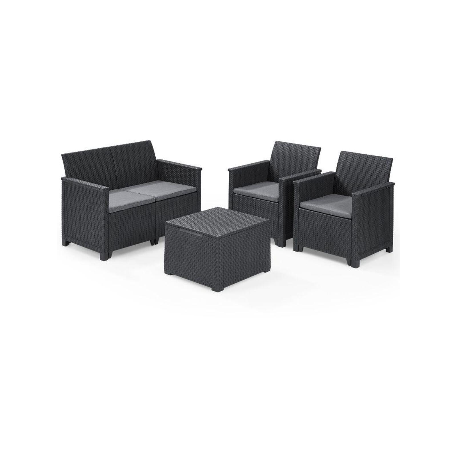 Keter 4 Seater Emma Outdoor Lounge Set with Storage Table Bunnings