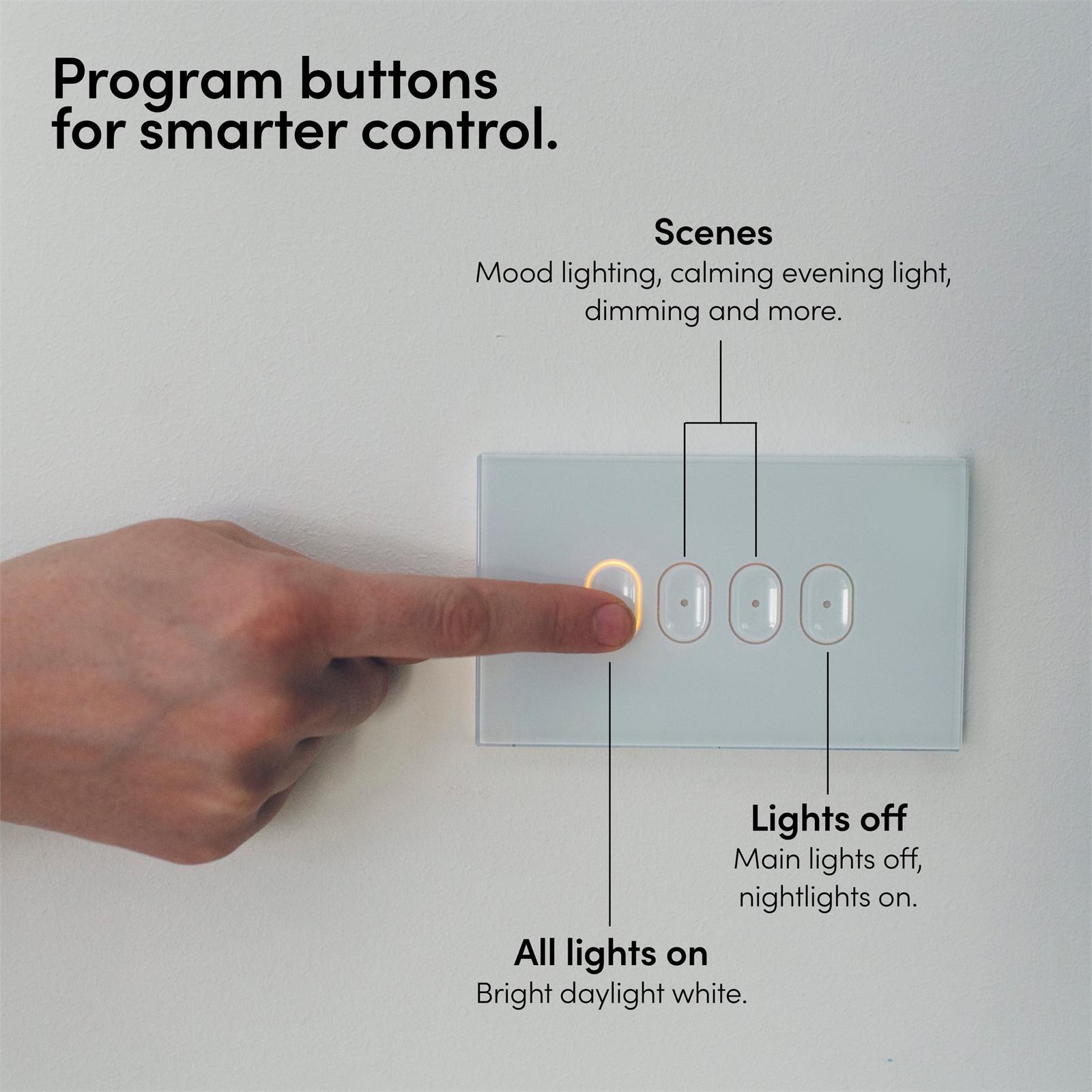 LIFX White Gloss WiFi Voice Activated 4 Gang Smart Switch Bunnings