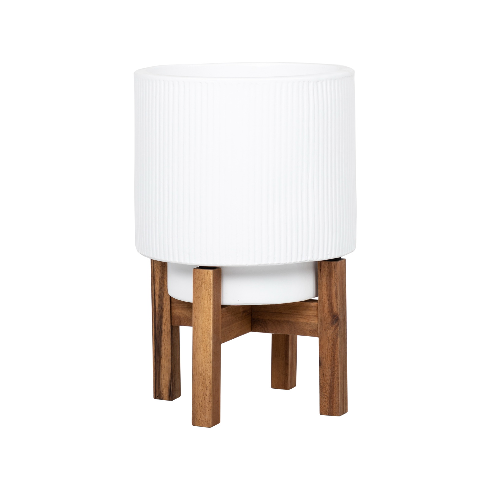 Lotus 390 x 250mm White Large Round Linear Ceramic With Leg Pot