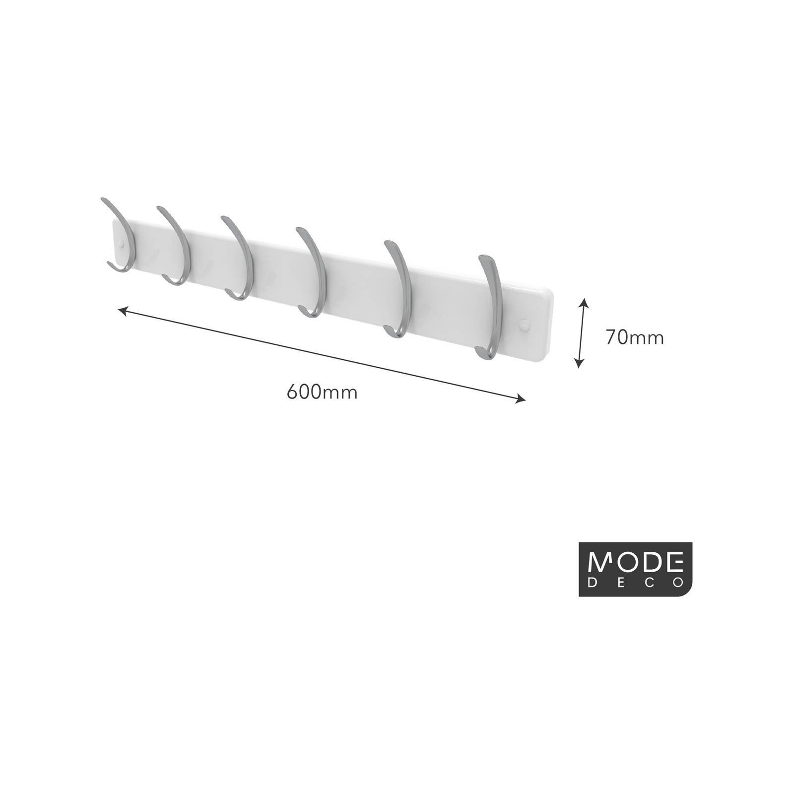 MODE 6 Brushed Nickel Hooks On White Board Hat And Coat Rack Bunnings