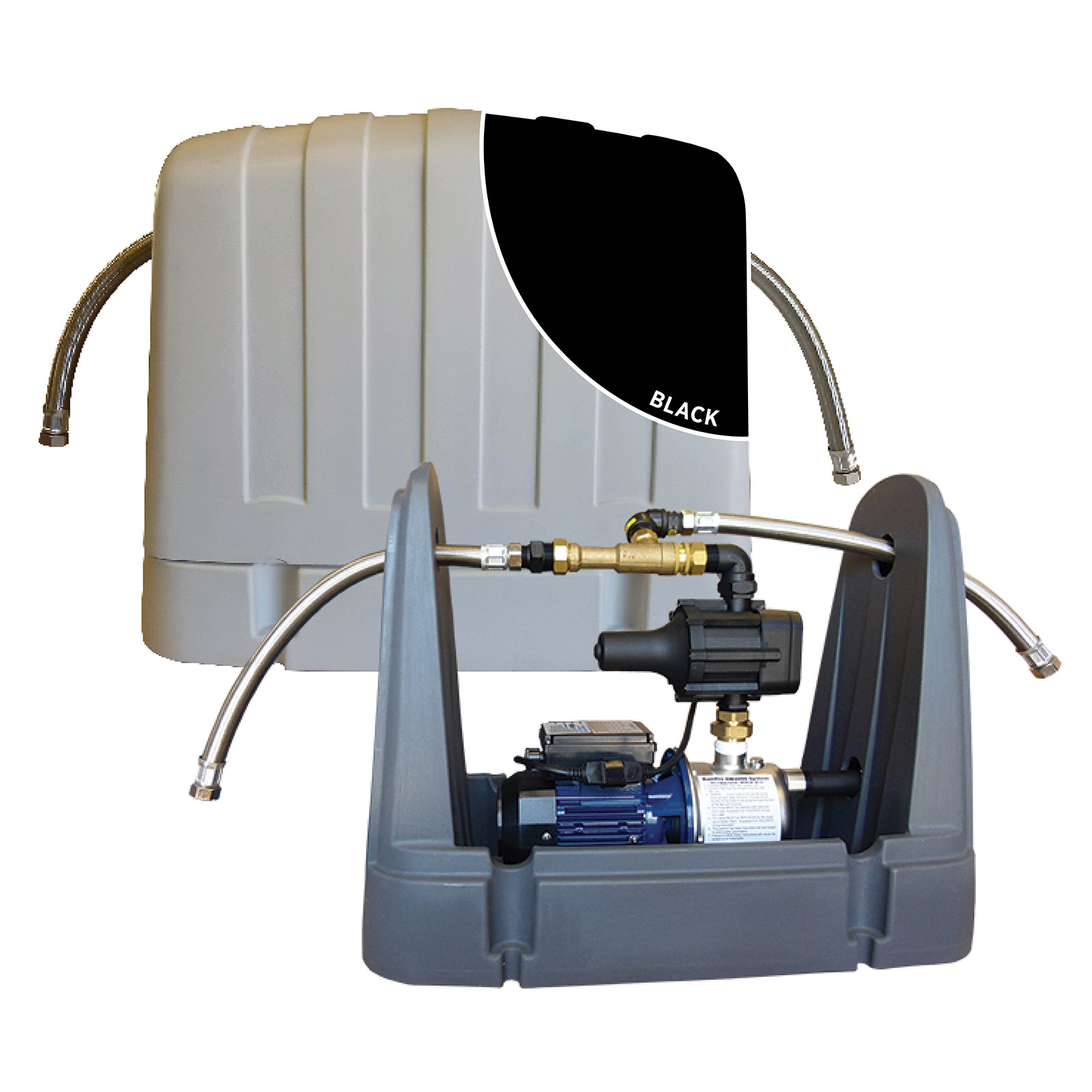 Reefe Black Rain To Mains System With Pressure Pump Saddle Type Cover