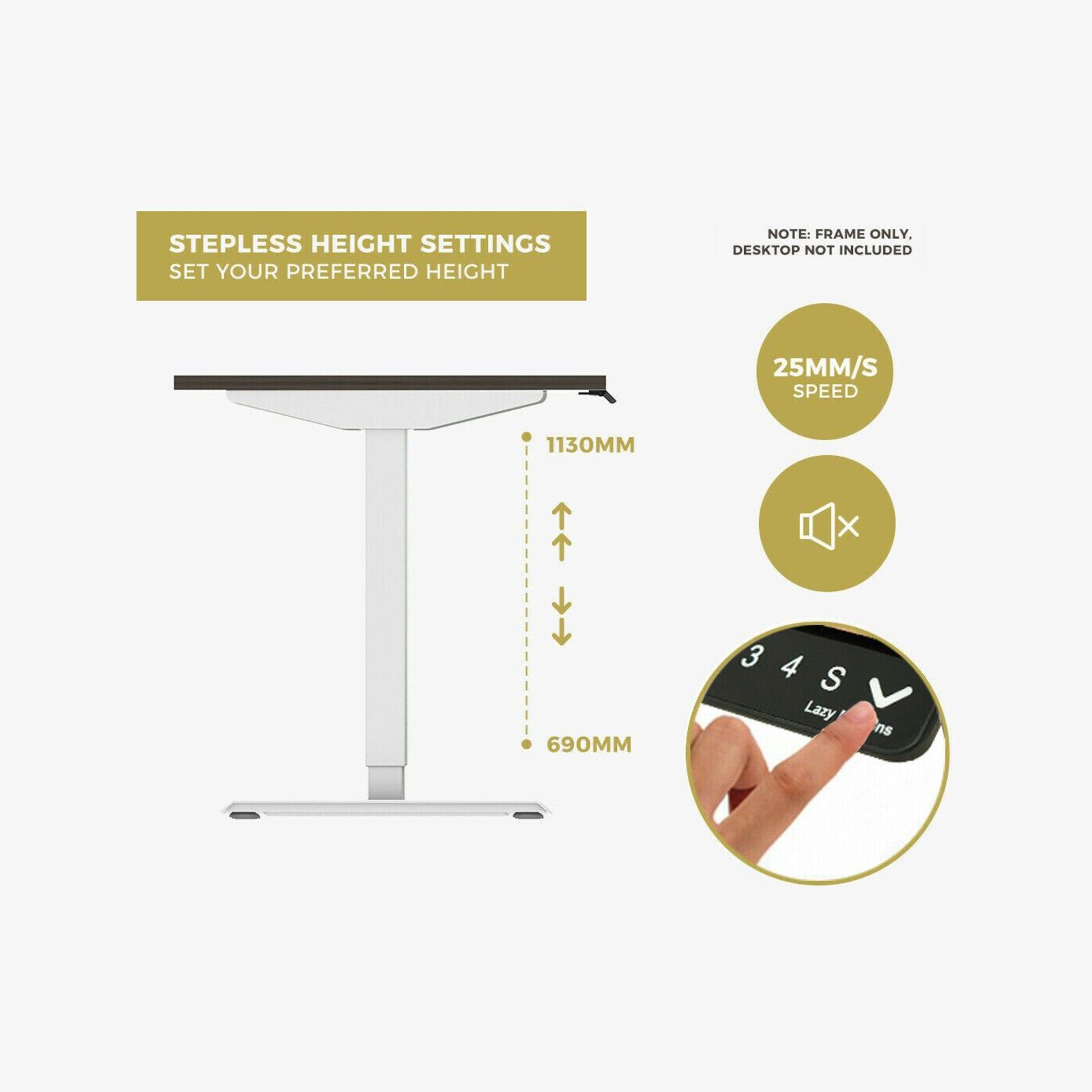 FRAME ONLY Lazy Maisons Motorised Height Adjustable Office Desk Frame