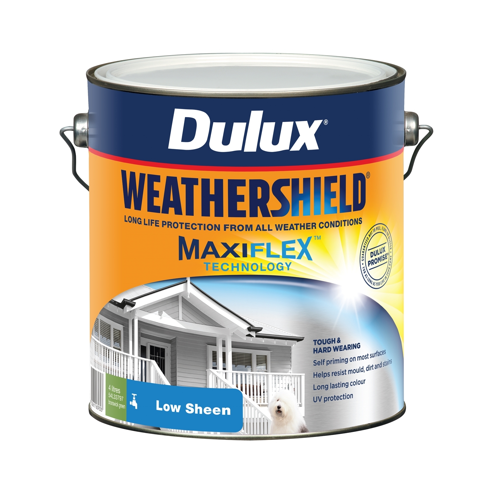 Dulux 4L Exterior Paint Weathershield Low Sheen Brunswick Green