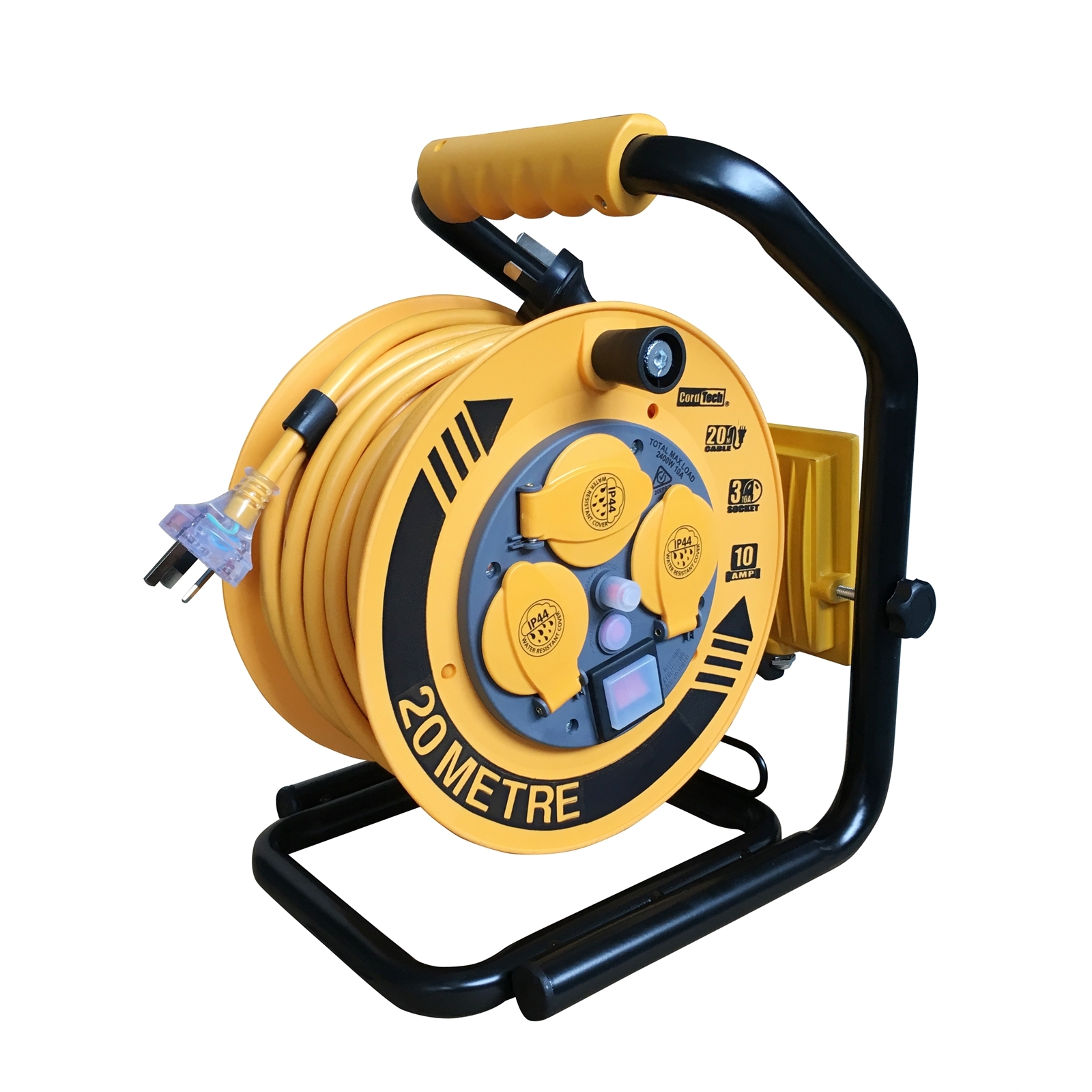 CordTech 20m 3 Socket Heavy Duty Light And Cable Reel Bunnings New