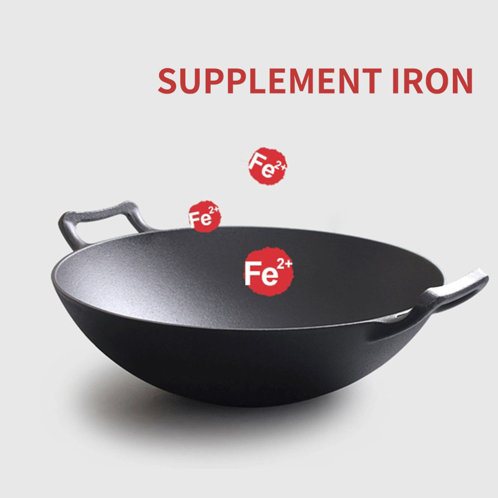 SOGA 32cm Cast Iron Wok Fry Pan with Double Handle Bunnings Australia