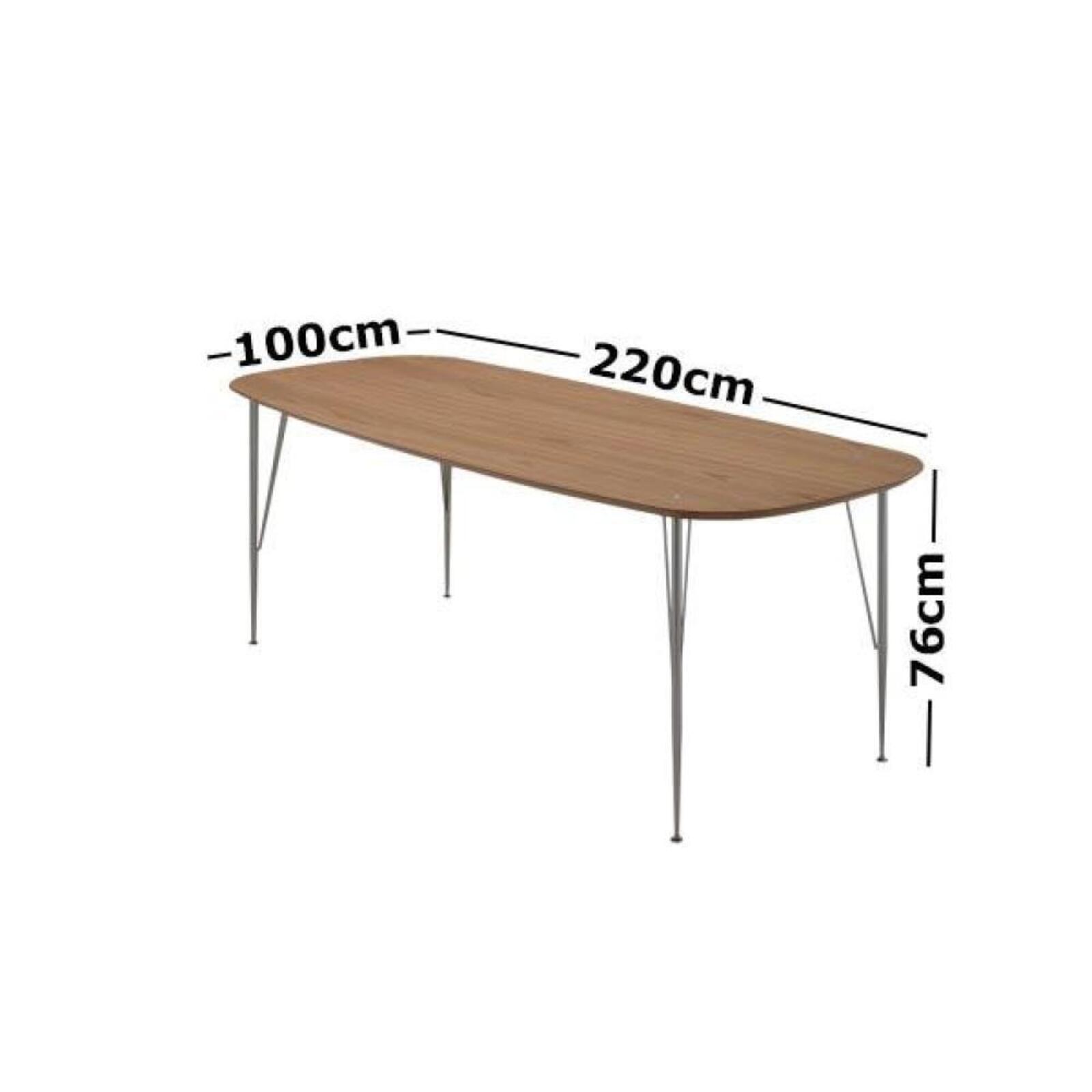 6IXTY2 Scandinavian Wooden Dining Table Large 220cm Metal Legs