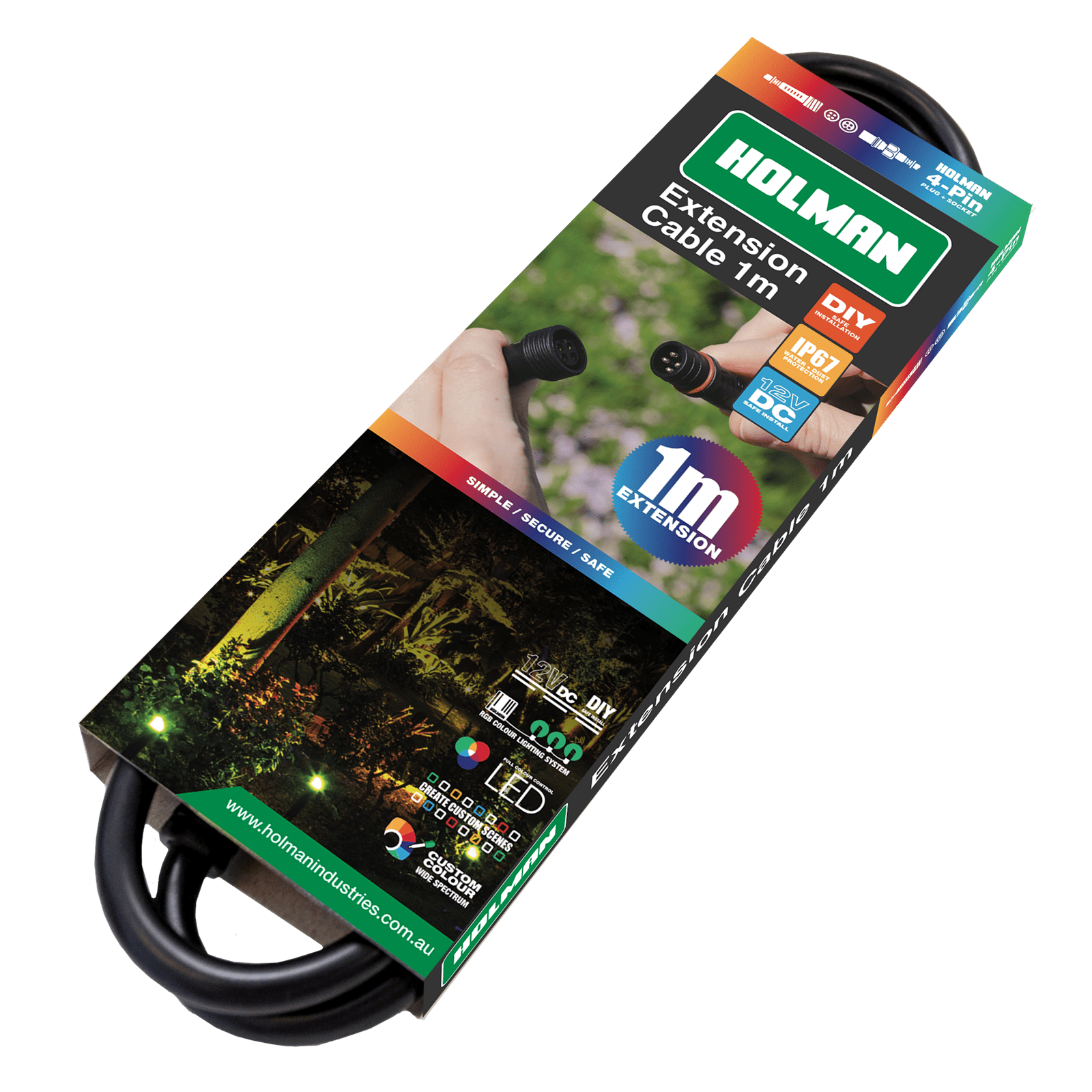 Holman RGB Colour Garden Light Extension Cable 1m Bunnings Australia