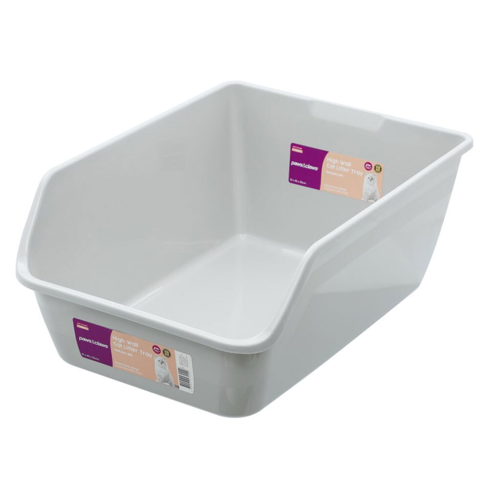 Paws & Claws High Wall 61cm Pet Cat/Kitten Waste Litter Tray w/ Raised