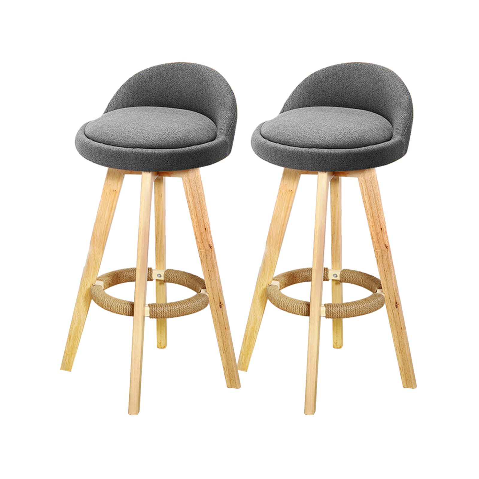 2x Levede Fabric Swivel Bar Stool Kitchen Stool Dining Chair Barstools