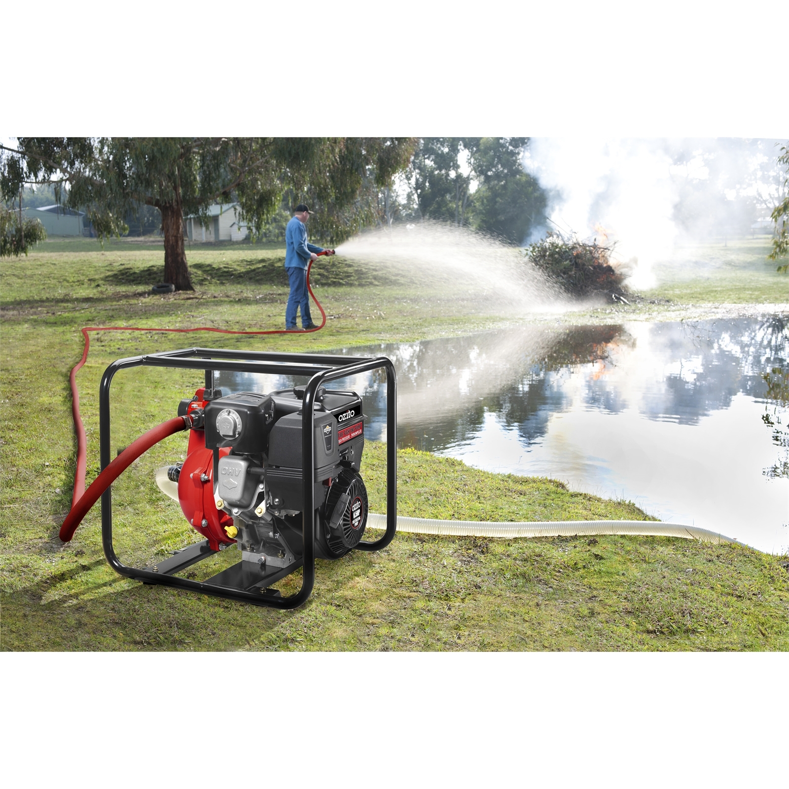 Ozito 6.5HP Petrol Fire Fighting Pump Bunnings Australia