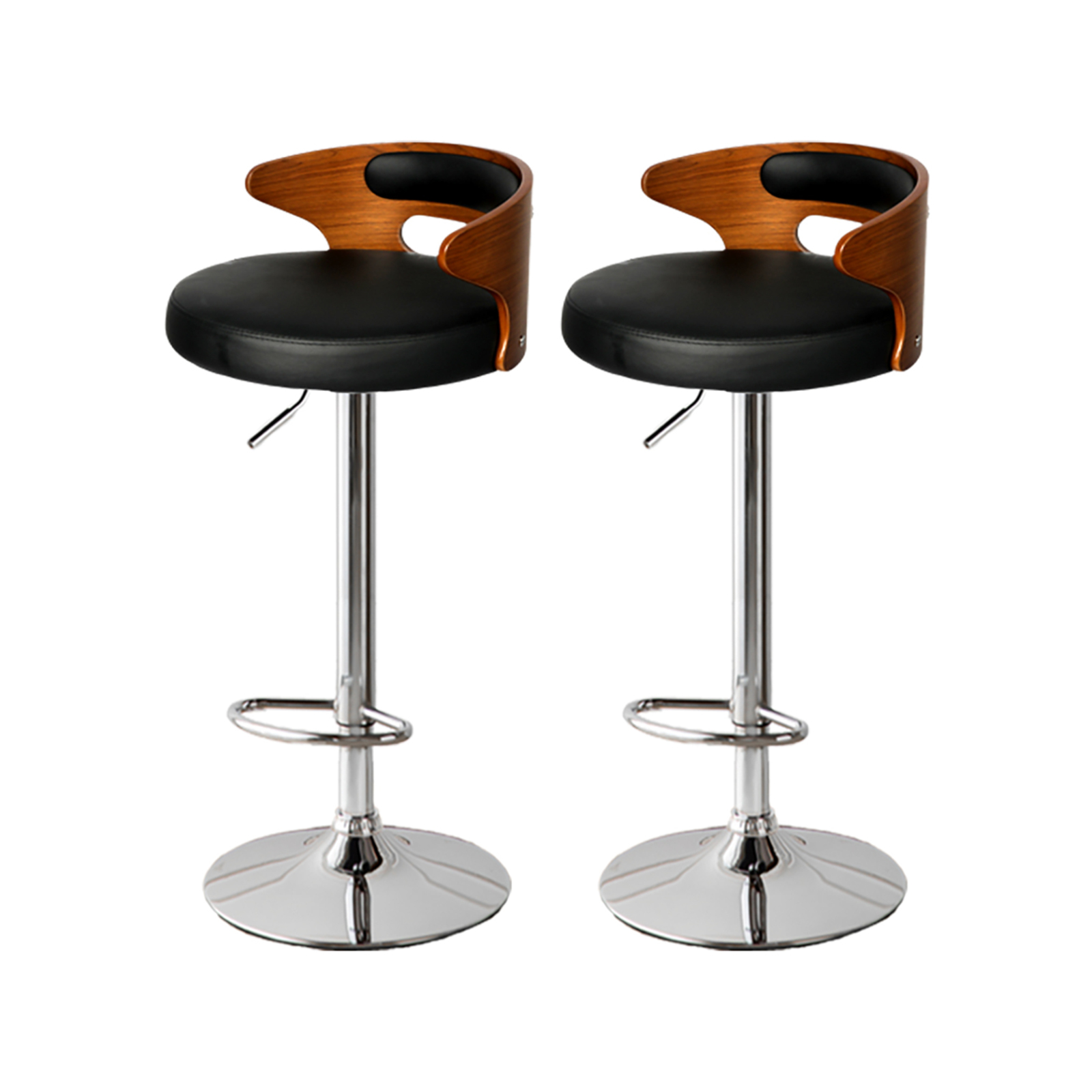 1x Levede Gas Lift Kitchen Bar Stool Black Silver Type 1 Bunnings