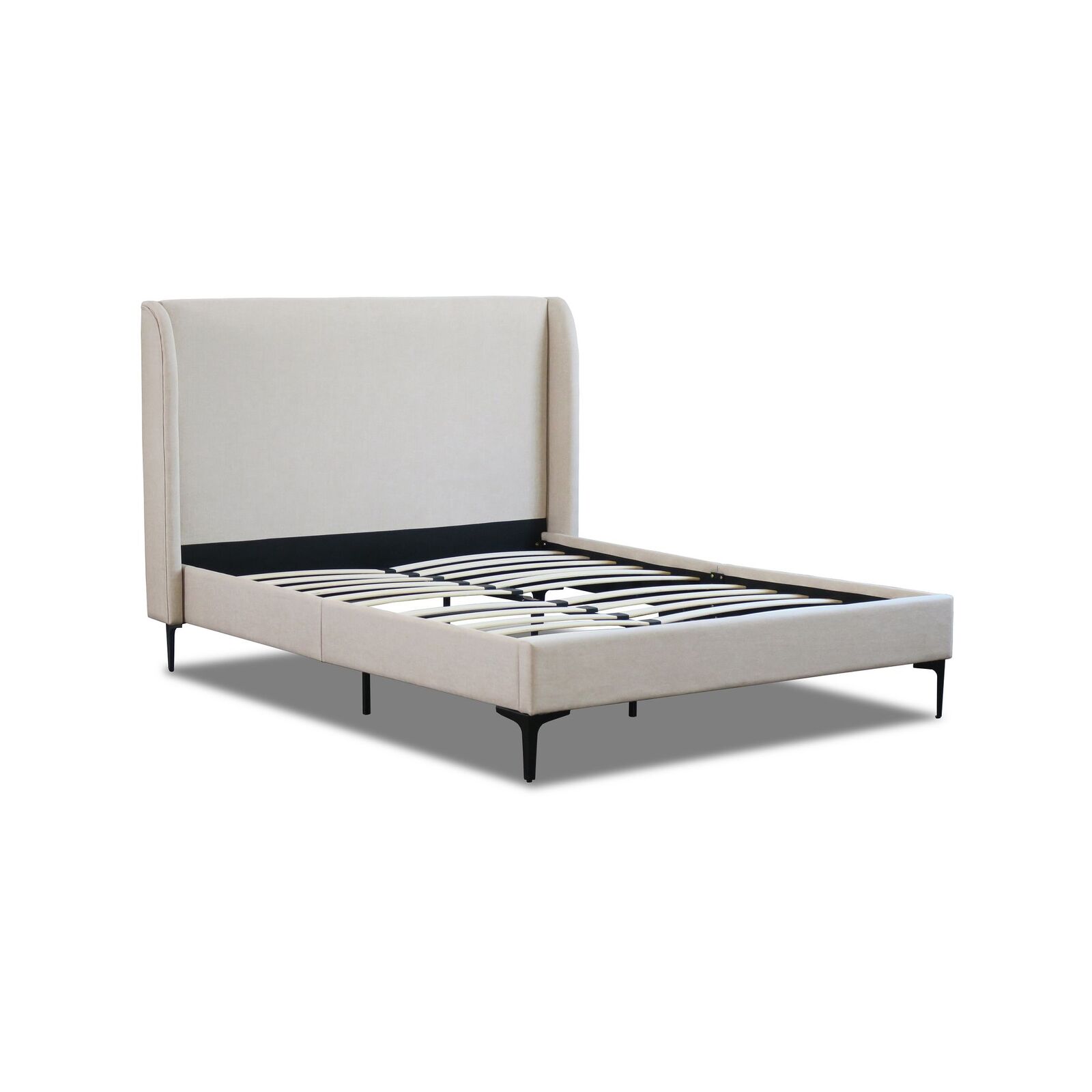 Istyle Modern Classic Olivia King Fabric Bed Frame White Oak with Black