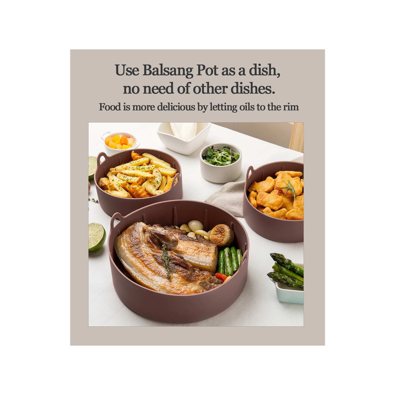 Balsang Small Chocolate Airfryer Reusable Silicone Pot Nonstick