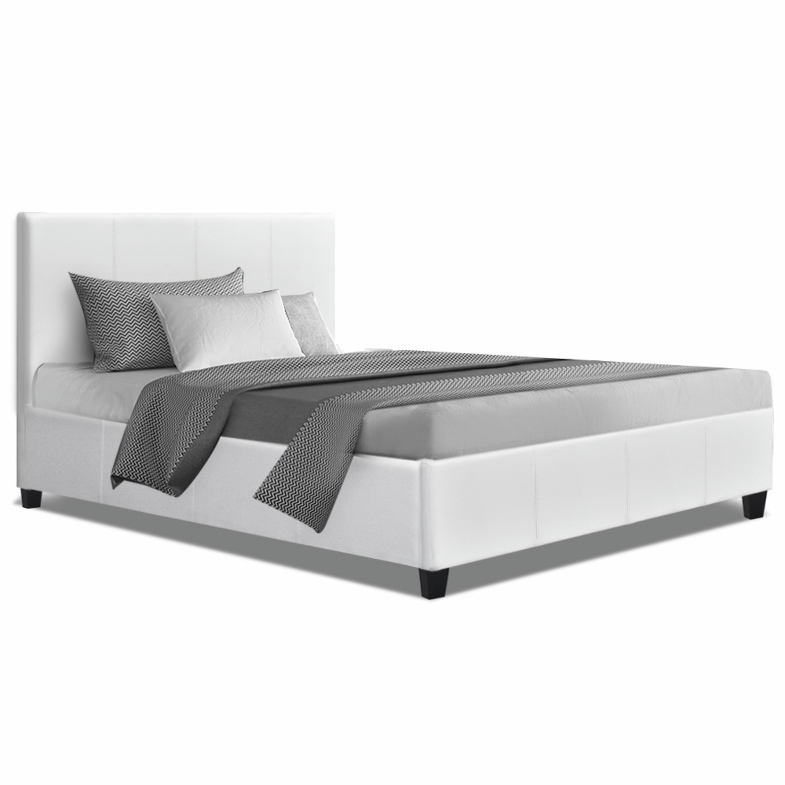 Artiss King Single Size Bed Frame Base Mattress Platform White Leather