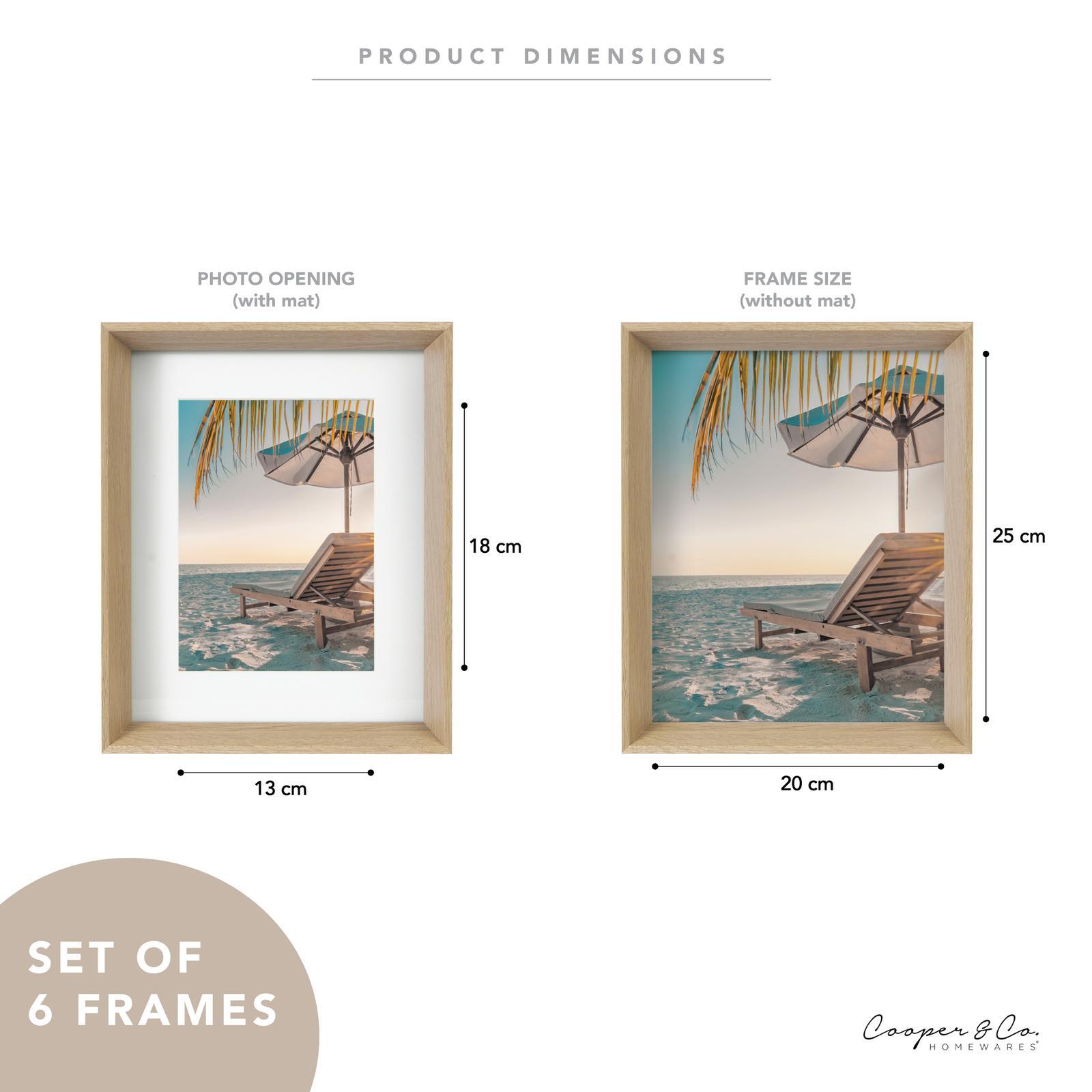 Cooper & Co. 8 x 10inch Mat to 5 x 7inch Set of 6 Oak Madison Wooden