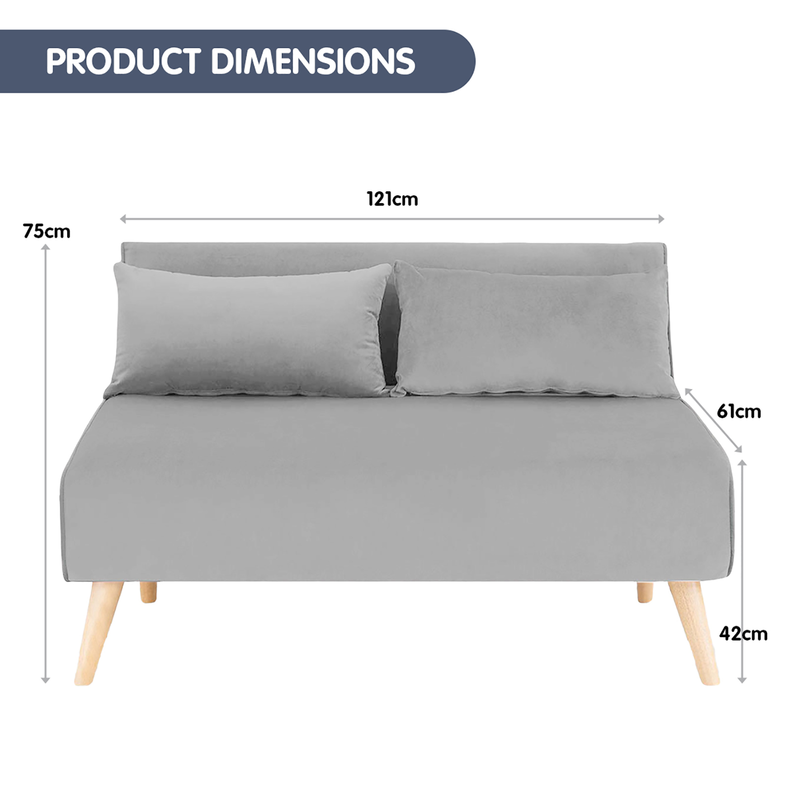 Sarantino 2 Seater Light Grey Velveteen Adjustable Corner Sofa Bed