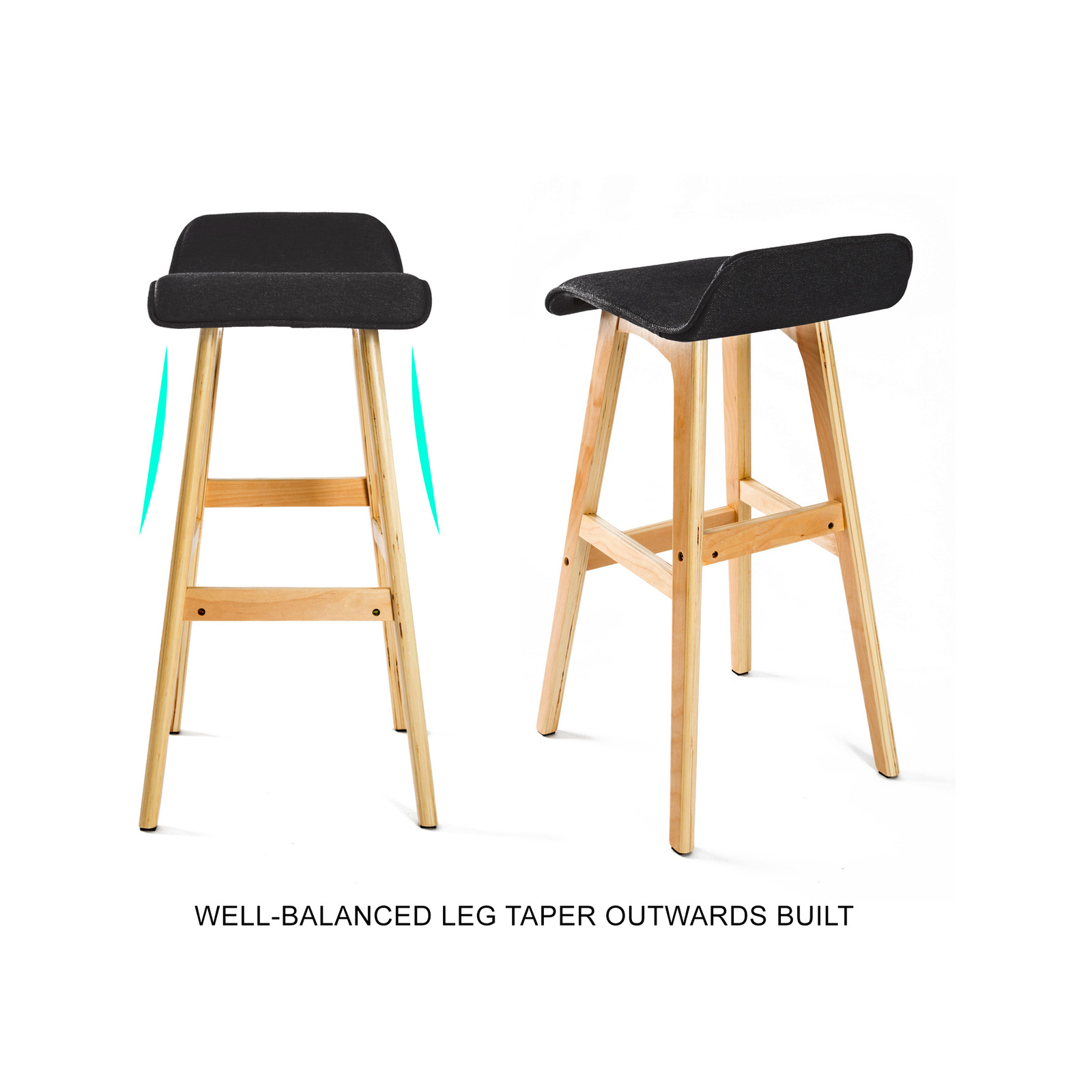 La Bella 2 Set 65cm Black Wooden Bar Stool Sophia Fabric Bunnings