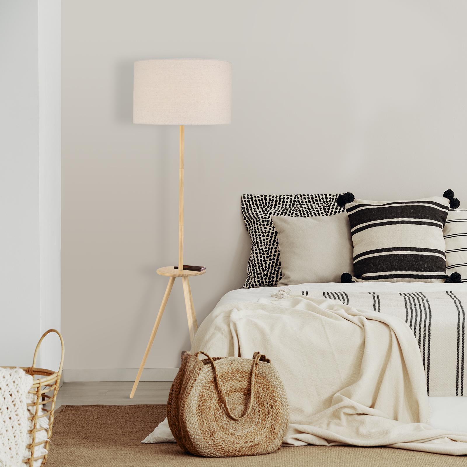 Brilliant Lighting 180cm Teo Timber Floor Lamp with Table Ledge Bunnings Australia