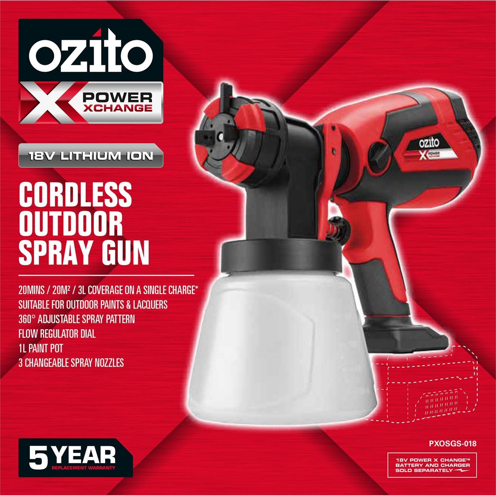 Ozito PXC 18V Cordless Outdoor Paint Spray Gun Skin Only Bunnings