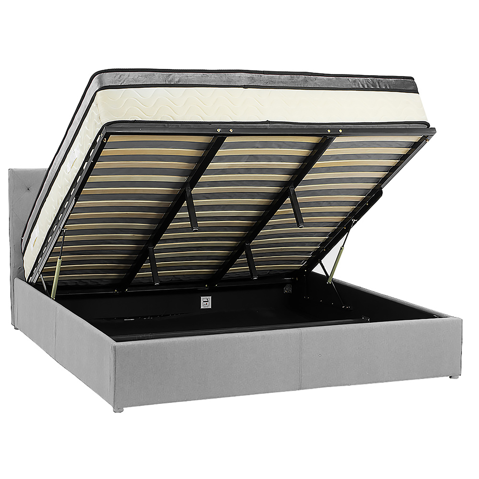 King Fabric Gas Lift Bed Frame with Headboard Grey Bunnings Australia