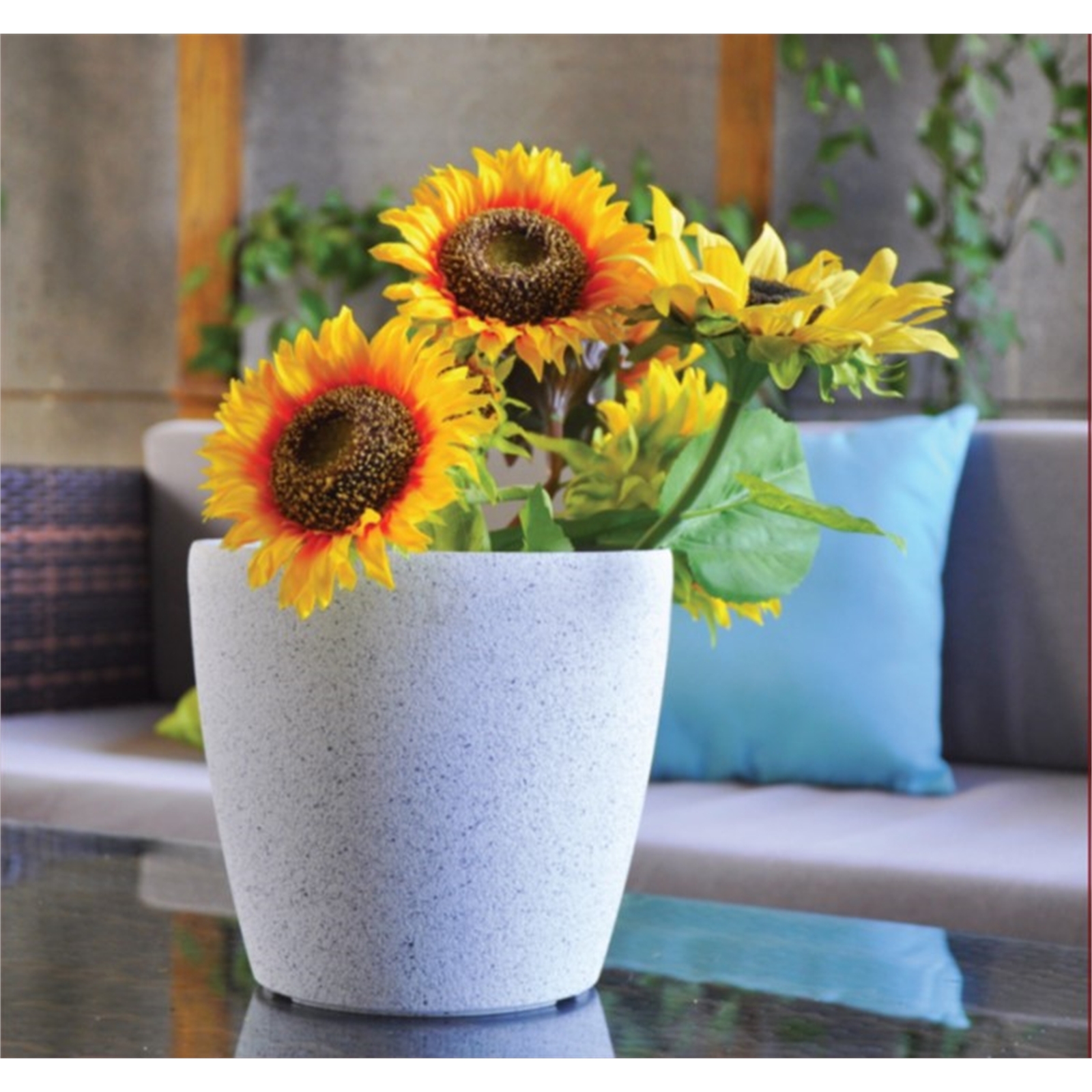 Eden 22cm White Stonelite Round Self Watering Planter Bunnings Australia