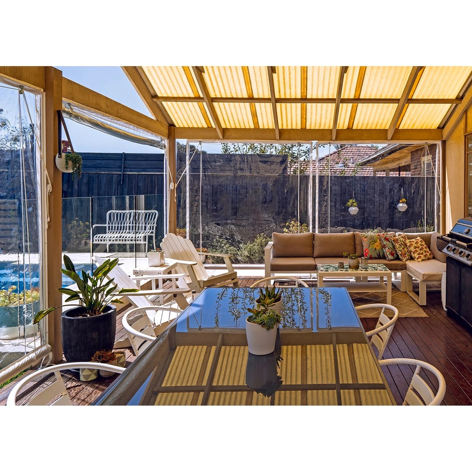 Bistro Blinds 0.75mm PVC Outdoor Blind Clear / Black 2100mm x 2400mm