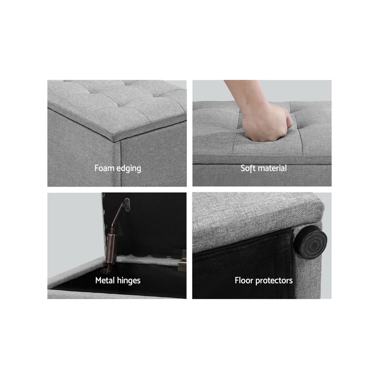 Artiss Storage Ottoman Blanket Box Grey LARGE Fabric Bunnings Australia