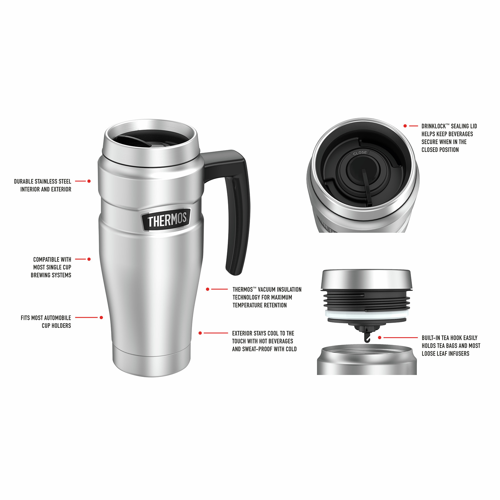 Thermos® 470ml Stainless King™ Vacuum Insulated Travel Mug Bunnings
