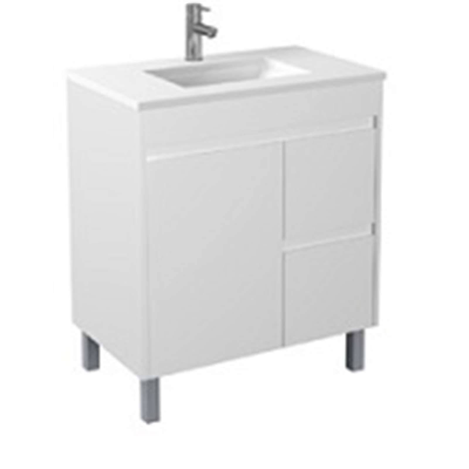 Forme 750mm Naples PVC Floor Mount Vanity With Porcelain Top And Right